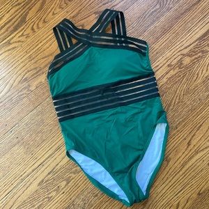 Green cross-cross one piece bathing suit M 8/10
